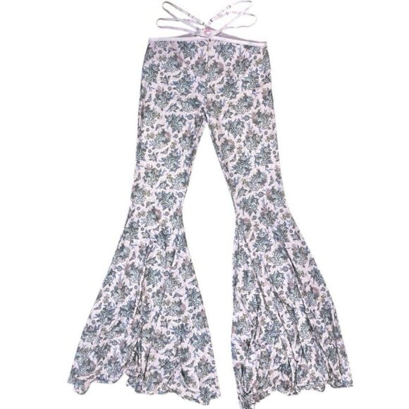 Sugar Thrillz x Dolls Kill Pants Mesh Dragon Print Mega Flare Strappy size Small - Picture 1 of 8